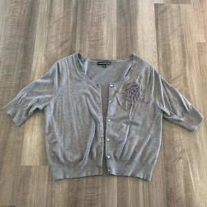 Express Cropped Sweater - Gray, Size L